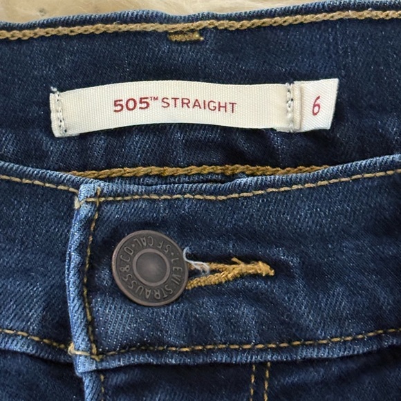 Levi's 505 Straight High Rise Dark Blue Jeans - Picture 4 of 5